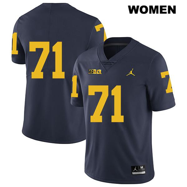 Women's NCAA Michigan Wolverines David Ojabo #71 No Name Navy Jordan Brand Authentic Stitched Legend Football College Jersey TA25F65QB